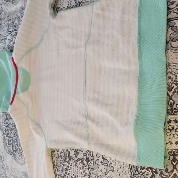 Women's size small Tek Gear Turquoise and white striped hooded sweatshirt. - Picture 4 of 8